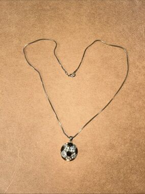 Silver-Tone Crystal Soccer Ball Pendant Necklace - Women Jewelry